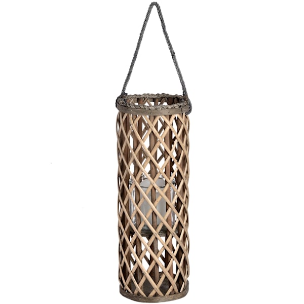 Hill Interiors Wicker Lykta Med Glas Hurricane H40 x B12 x Brown H40 x W12 x D12cm