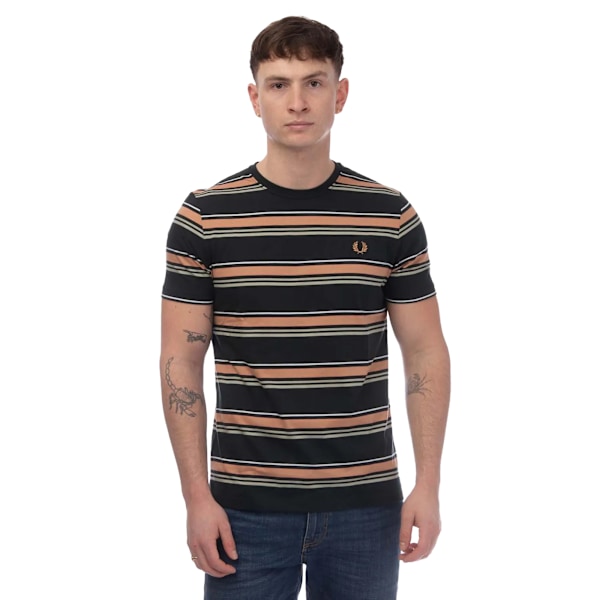 Fred Perry Herr Randig T-shirt S Grön Green S