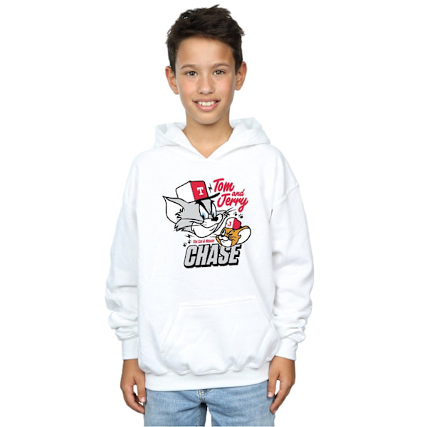 Tom Och Jerry Pojkar Katt & Musjakt Hoodie 7-8 År Vit White 7-8 Years