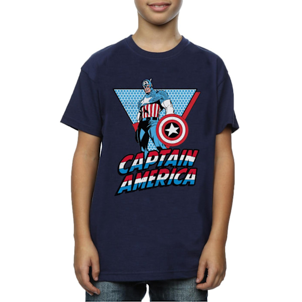 Marvel Boys Captain America Triangle T-Shirt 7-8 år Deep Nav Deep Navy 7-8 Years