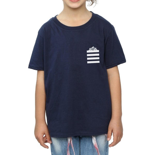 Looney Tunes Girls Taz Stripes Faux Pocket Bomull T-shirt 5-6 år Navy Blue 5-6 Years