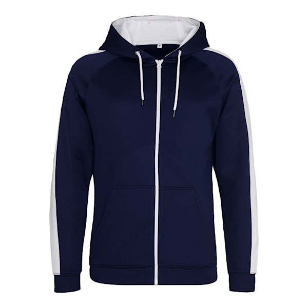 AWDis Just Hoods Herr Kontrast Sport Polyester Full Zip Hoodie Oxford Navy/Arctic White L