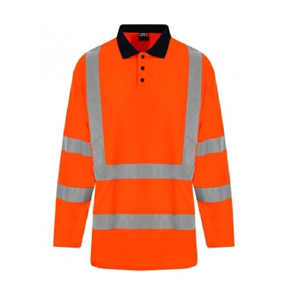 PRO RTX Hög synlighet Herr Långärmad Poloskjorta 4XL Orange/ Orange/Navy 4XL