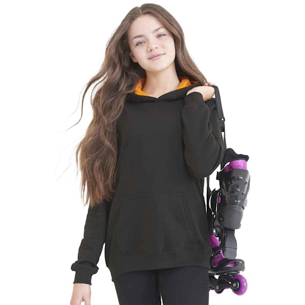 Awdis Barn/Barn Varsity Hoodie 9-11 År Jet Black/Orange Jet Black/Orange Crush 9-11 Years