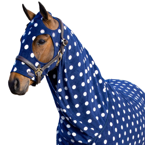 Supreme Products Dotted Fleece Horse Hood 17.2 Hands Noble Navy Noble Navy 17.2 Hands