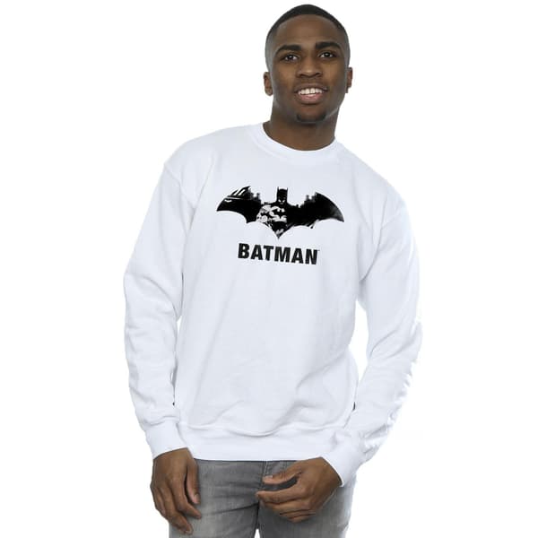 DC Comics Herr Batman Svart Stare Logotyp Sweatshirt L Vit White L