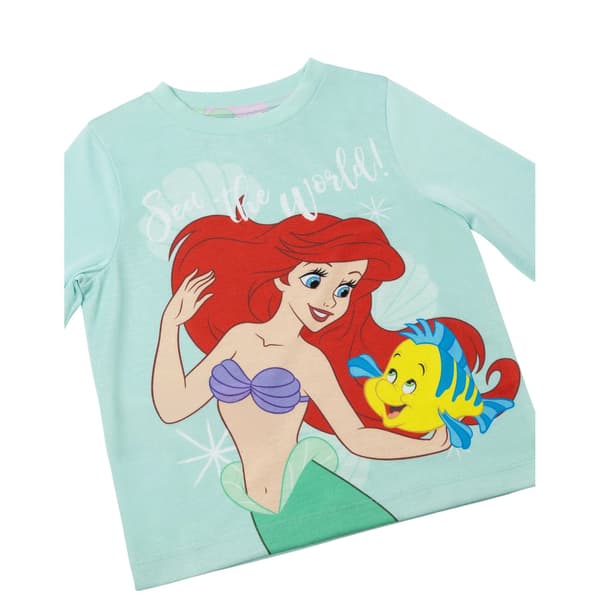 Den lilla sjöjungfrun flickor Ariel & Flounder Lång Pyjamas Set 5-6 år Blue 5-6 Years