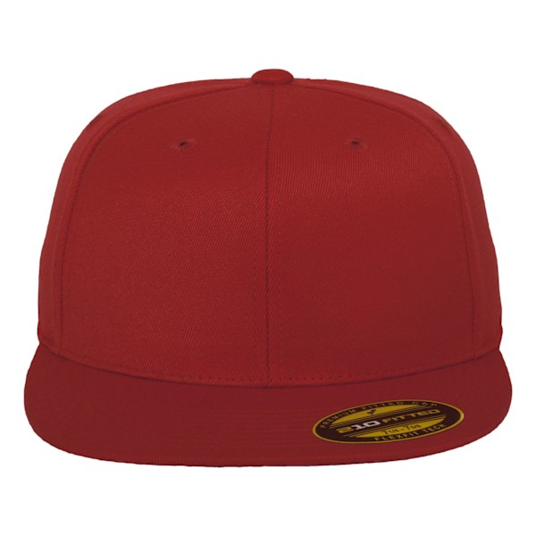 Yupoong Flexfit Unisex Premium 210 Fitted Flat Peak Cap LXL Röd Red LXL