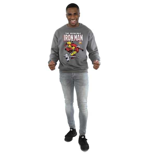 Marvel Iron Man Smash Sweatshirt M Charcoal för män Charcoal M
