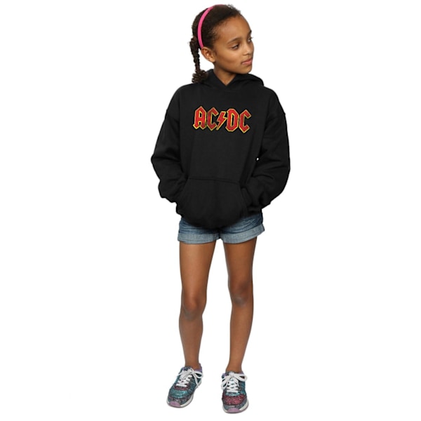 AC/DC Girls Distressed Red Logo Hoodie 9-11 år Svart Black 9-11 Years