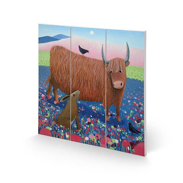 Ailsa Black Hearty Hare Square Trä Tryck 30cm x 30cm Multicolo Multicoloured 30cm x 30cm