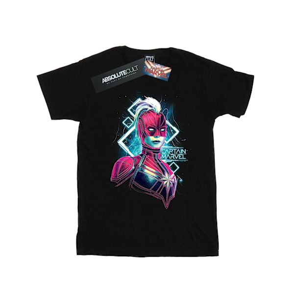 Marvel Girls Captain Marvel Neon Warrior Bomull T-shirt 5-6 år Black 5-6 Years