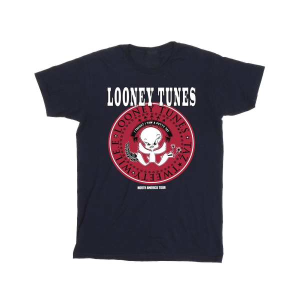 Looney Tunes Tweety Rock Disk T-shirt för män, marinblå, M Navy Blue M