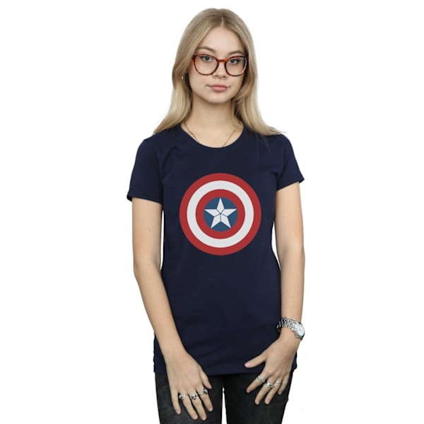Marvel Dam/Kvinnor Captain America Civil War Shield Bomull T- Navy Blue XXL