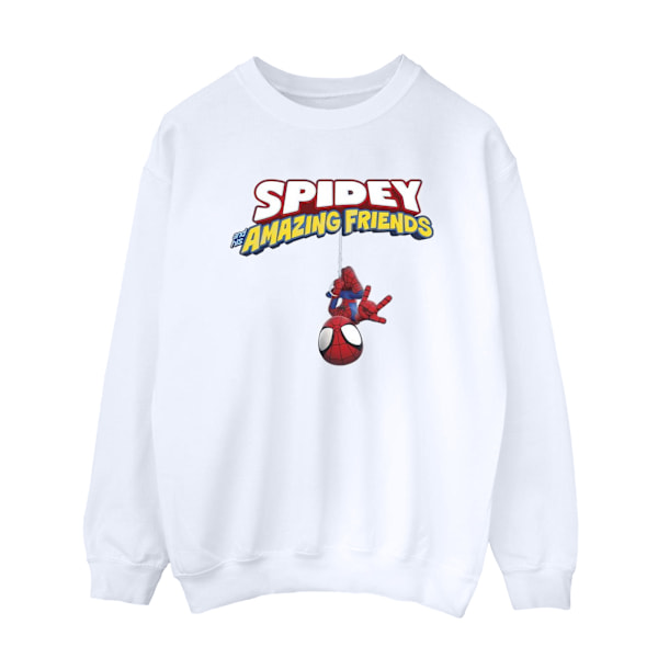 Marvel Dam/Kvinnor Spider-Man Hängande Upp och Ner Sweatshirt White L