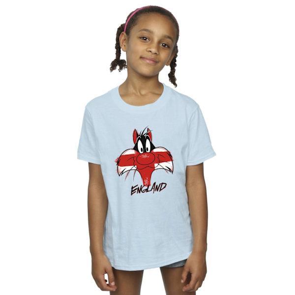 Looney Tunes Girls Sylvester England Face Bomull T-shirt 3-4 år Baby Blue 3-4 Years