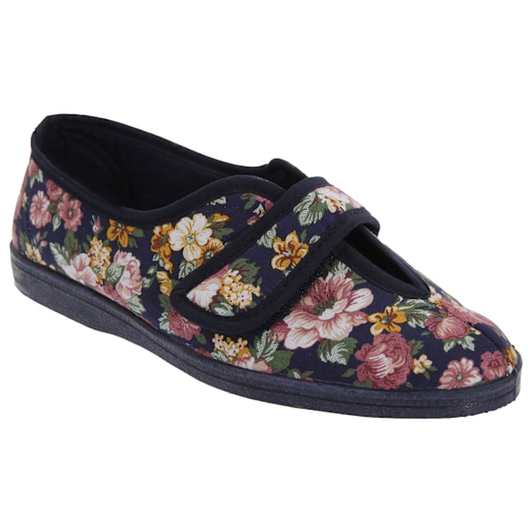 Sleepers Dam/Damer Wilma Touch Fastening V Öppning Blommig C Navy Blue 4 UK