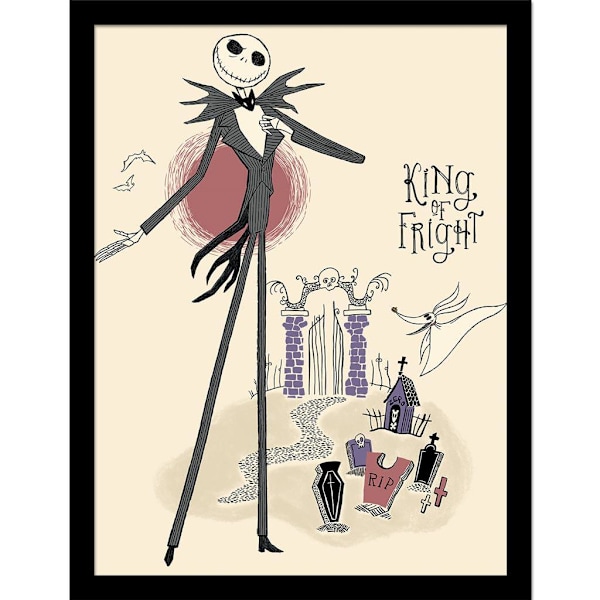 Nightmare Before Christmas King of Fright Inramad Poster 40cm x Cream/Black 40cm x 30cm