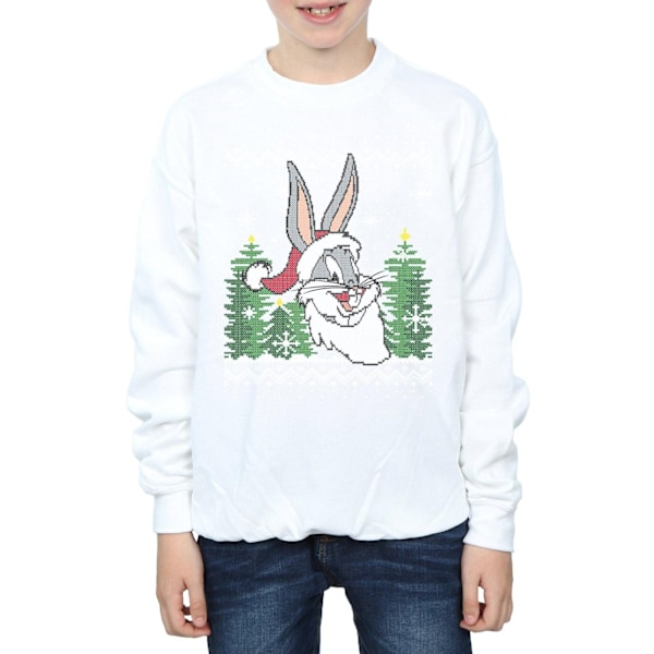 Looney Tunes Pojkar Bugs Bunny Jul Fair Isle Sweatshirt 7-8 White 7-8 Years