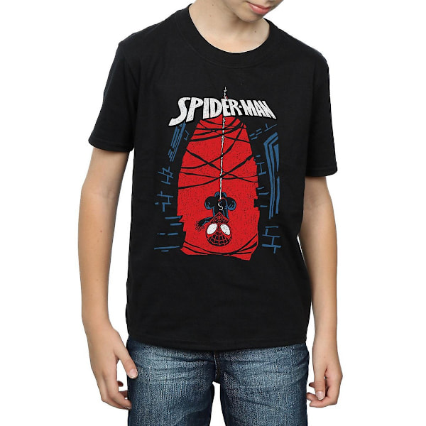 Spider-Man Boys Hanging Cotton T-Shirt 9-11 år Svart Black 9-11 Years