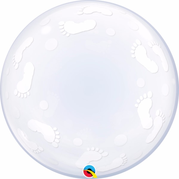 Qualatex Deco Baby Footprints Single Bubble Balloon One Size Wh White One Size