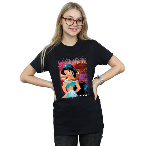 Aladdin Dam/Dam Jasmine Montage T-shirt för pojkvän i bomull Black S
