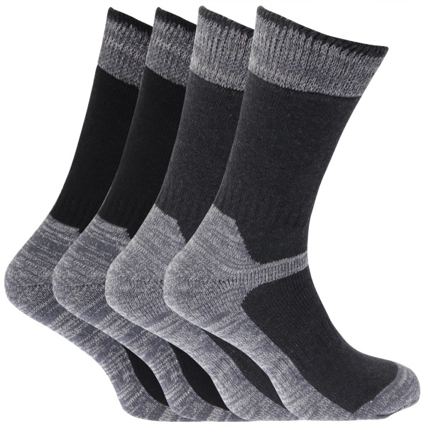 Tungviktsförstärkta herrstövelstrumpor för tåar (paket med 4) UK Black/Grey UK Shoe 6-12, EUR 40-47