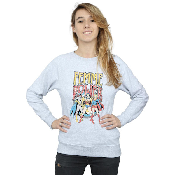 DC Comics Dam/Kvinnor Femme Power Wonder Woman Sweatshirt L H Heather Grey L