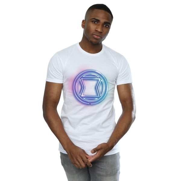 Marvel Mens Black Widow Neon Logo T-Shirt XL Vit White XL