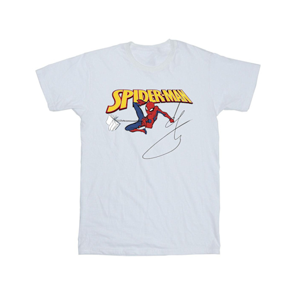 Marvel Girls Spider-Man Med En Bok Bomull T-Shirt 3-4 År Vit White 3-4 Years