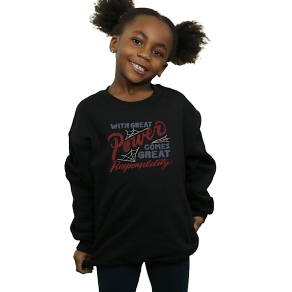 Marvel Girls Spider-Man Great Responsibility Sweatshirt 5-6 år Black 5-6 Years