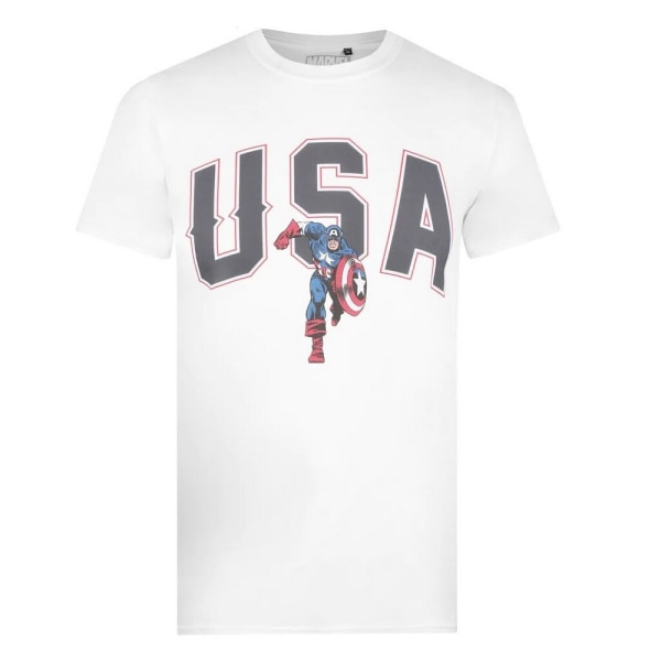 Captain America Mens USA T-shirt XL Vit/Svart/Röd White/Black/Red XL