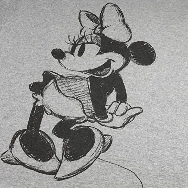 Disney Dam/Kvinnor Minnie Mouse Sketch Bomull T-shirt L Grå Grey L