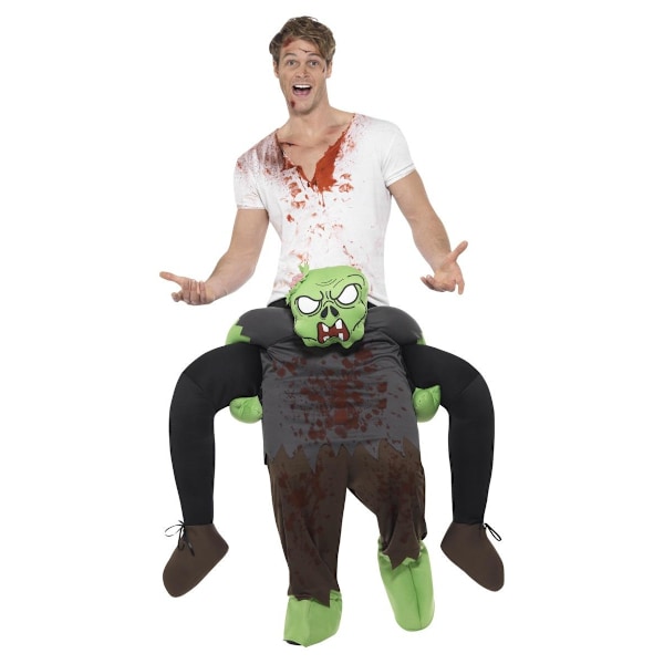 Smiffys Unisex Vuxen Zombie Piggy Back Kostym One Size Grön/G Green/Grey One Size