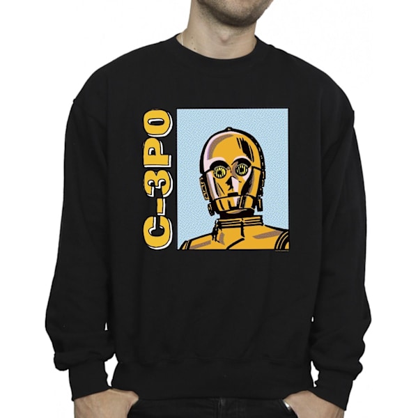 Star Wars C3PO Line Art Sweatshirt för män, M, svart Black M