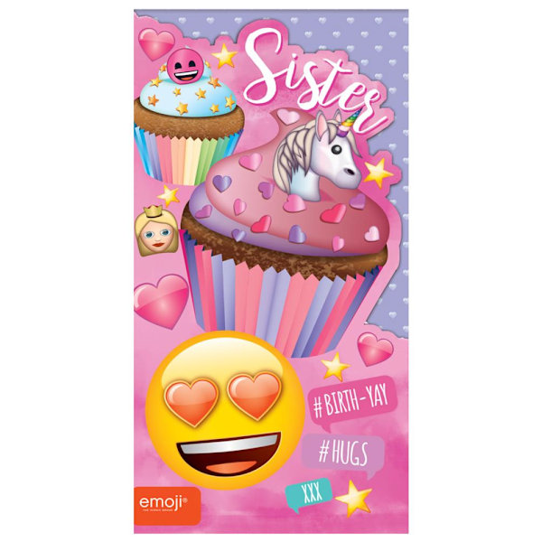 Emoji Syster Födelsedag Grattis Kort En Storlek Rosa Pink One Size