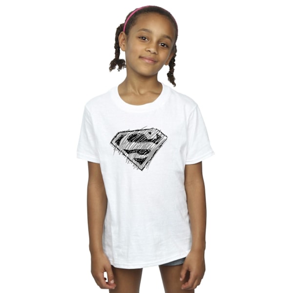 DC Comics Girls Superman Logo Sketch Bomull T-shirt 12-13 år White 12-13 Years