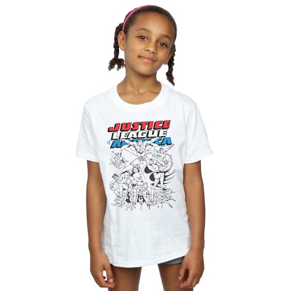 DC Comics Girls Justice League Mono Action Pose Bomull T-shirt White 12-13 Years