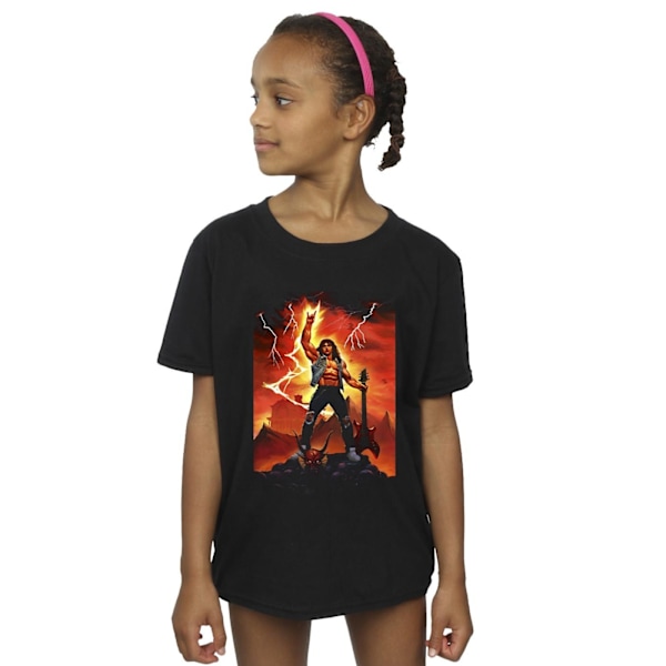 Netflix Girls Stranger Things Hell Guitar Bomull T-shirt 7-8 år Black 7-8 Years