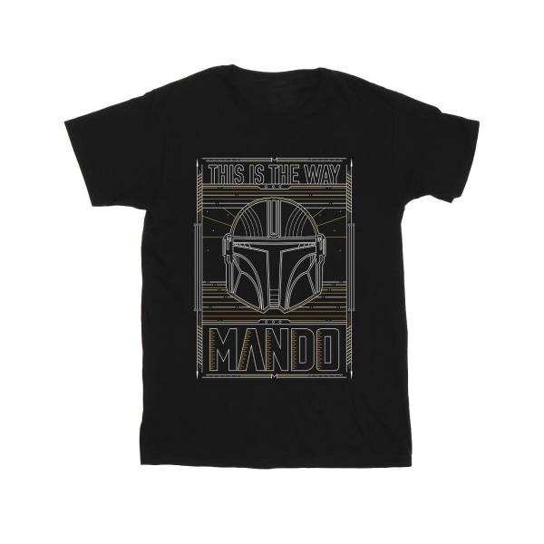 Star Wars Girls The Mandalorian The Way Outline Helm Cotton TS Black 7-8 Years