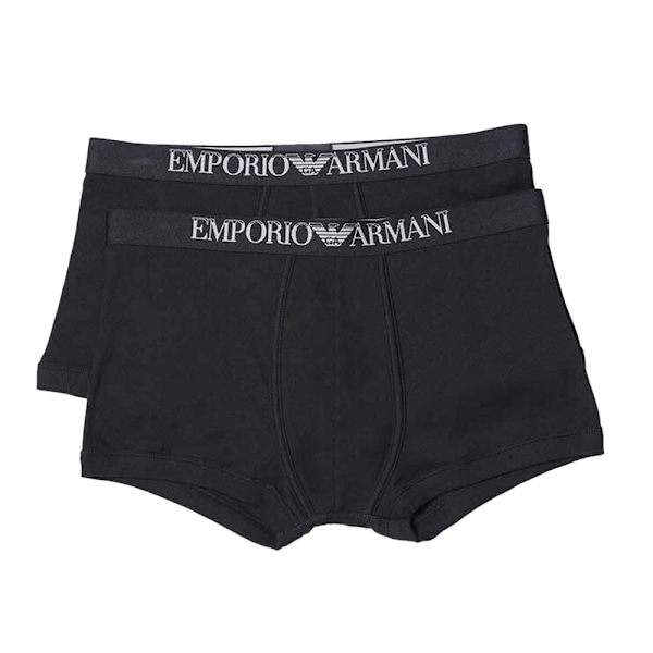 Emporio Armani Herr Ribbade Boxershorts i Bomull (2-pack) S Bl Black S