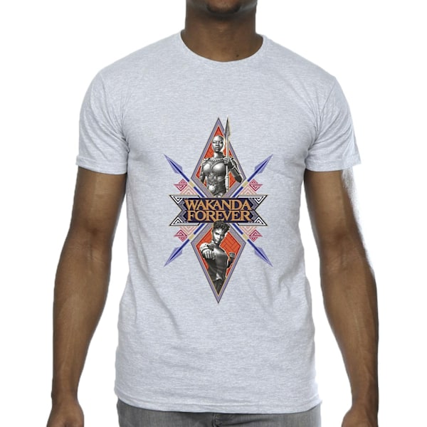 Marvel Wakanda Forever Tribal Spear Chest T-Shirt L Sports - Herr Sports Grey L