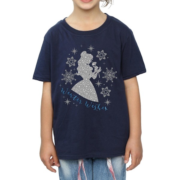 Disney Princess Girls Belle Vinter Silhouette Bomull T-shirt 12 Navy Blue 12-13 Years