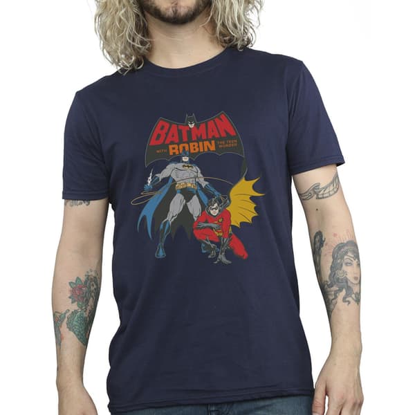 DC Comics Herr Batman And Robin T-shirt L Marinblå Navy Blue L