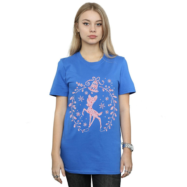 Disney Womens/Ladies Bambi Christmas Wreath Cotton Boyfriend T-Shirt Royal Blue M