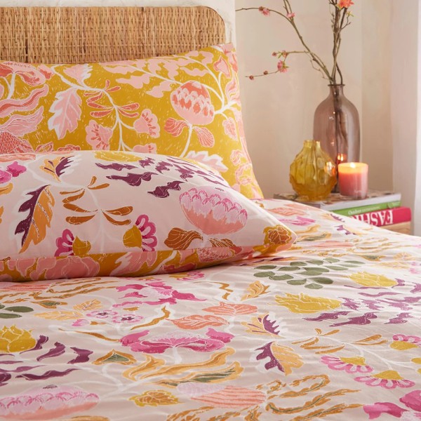 Furn Protea Vändbar Blommig Täcke Set Superking Rosa Pink Superking