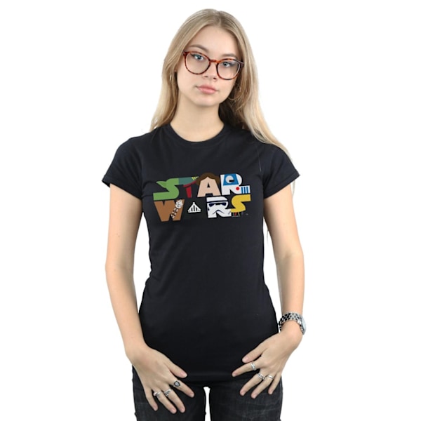 Star Wars Dam/Kvinnor Karaktär Logotyp Bomull T-shirt M Svart Black M