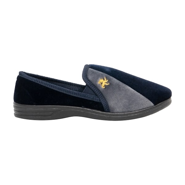Zedzzz herr Aaron Twin Gusset Velourtofflor 10 UK marinblå/grå Navy Blue/Grey 10 UK