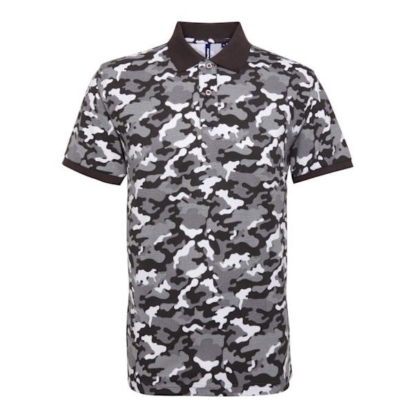 Asquith & Fox Herr Poloskjorta Kortärmad Kamouflagemönster XL Kamouflage Grå Camo Grey XL