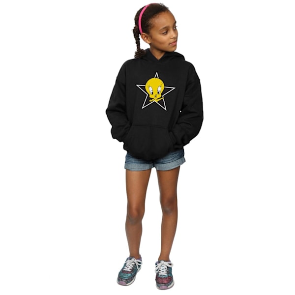 Looney Tunes Girls Tweety Pie Star Hoodie 9-11 år Svart Black 9-11 Years
